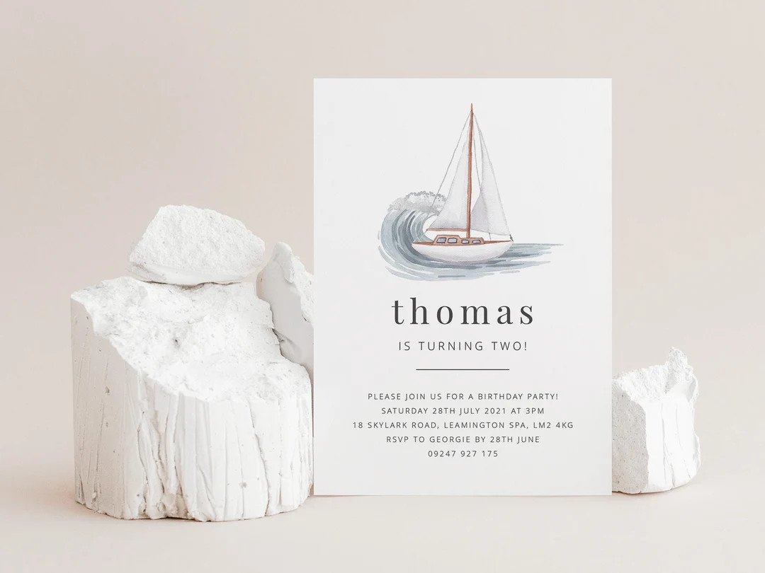 Editable Birthday Invite, Sailboat Birthday Invitation, Printable Birthday Invitation, 1st Birthd... | Etsy (US)