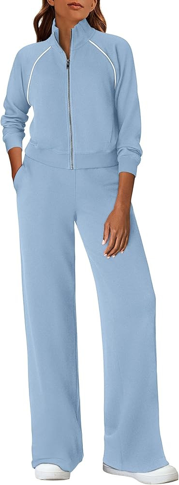 PRETTYGARDEN Womens 2 Piece Outfits Sweatsuits 2025 Fall Full Zip Sweatshirts Workout Pants Match... | Amazon (US)