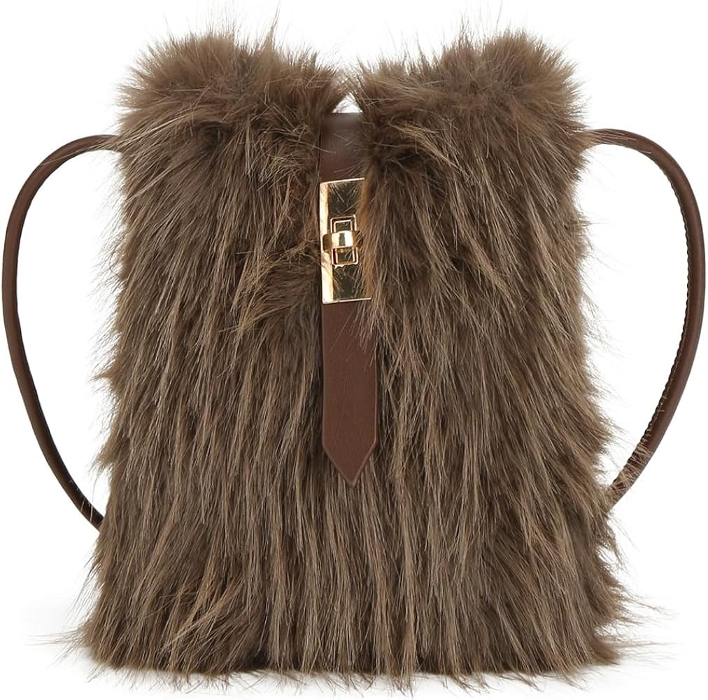 Furry Purse, Faux Fur Crossbody Bag Y2K Fluffy Bag Fuzzy Purses for Women | Amazon (US)