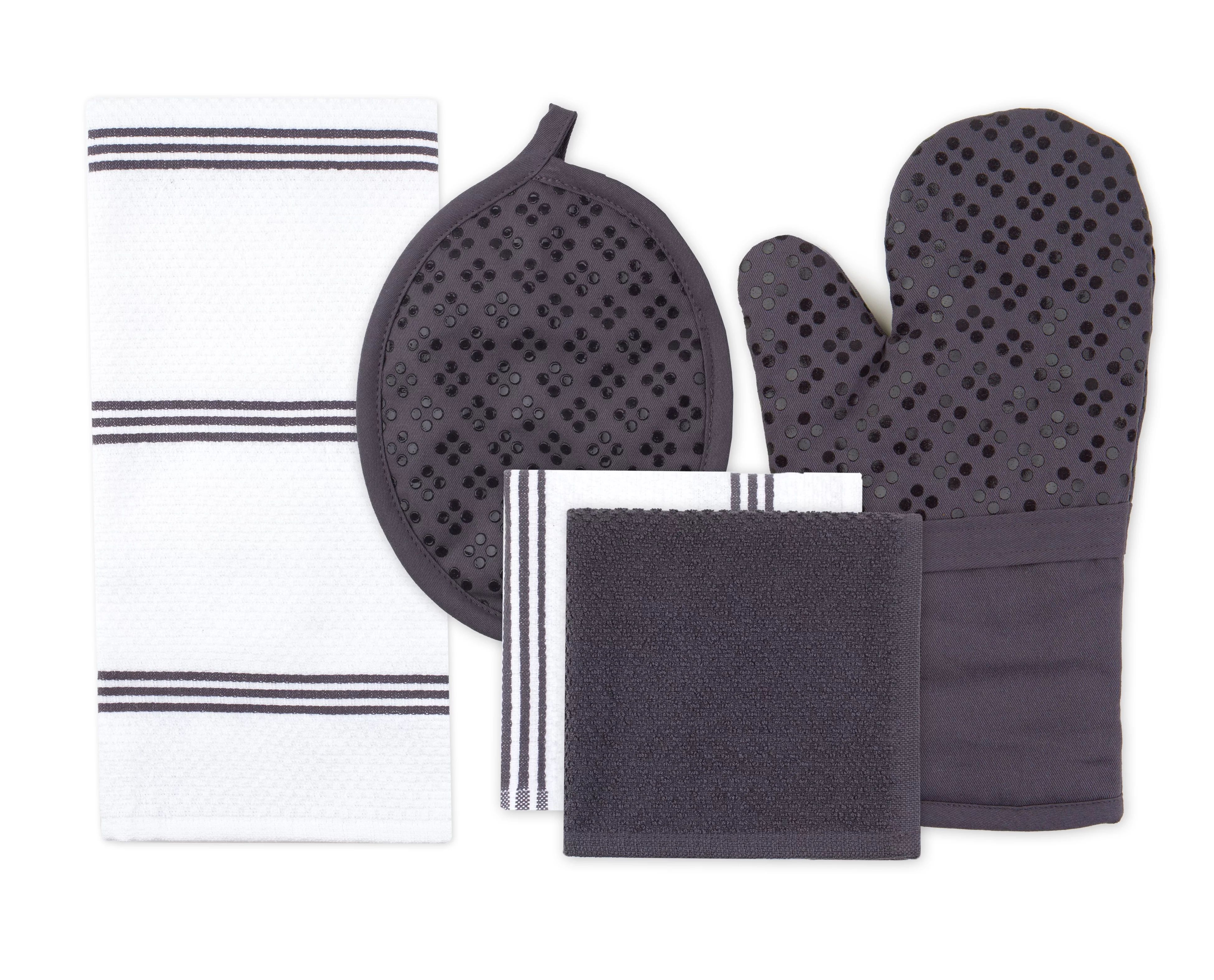 Sticky Toffee Silicone Printed Oven Mitt & Pot Holder, Cotton Kitchen Towel & Dishcloth, Gray, 5 ... | Walmart (US)