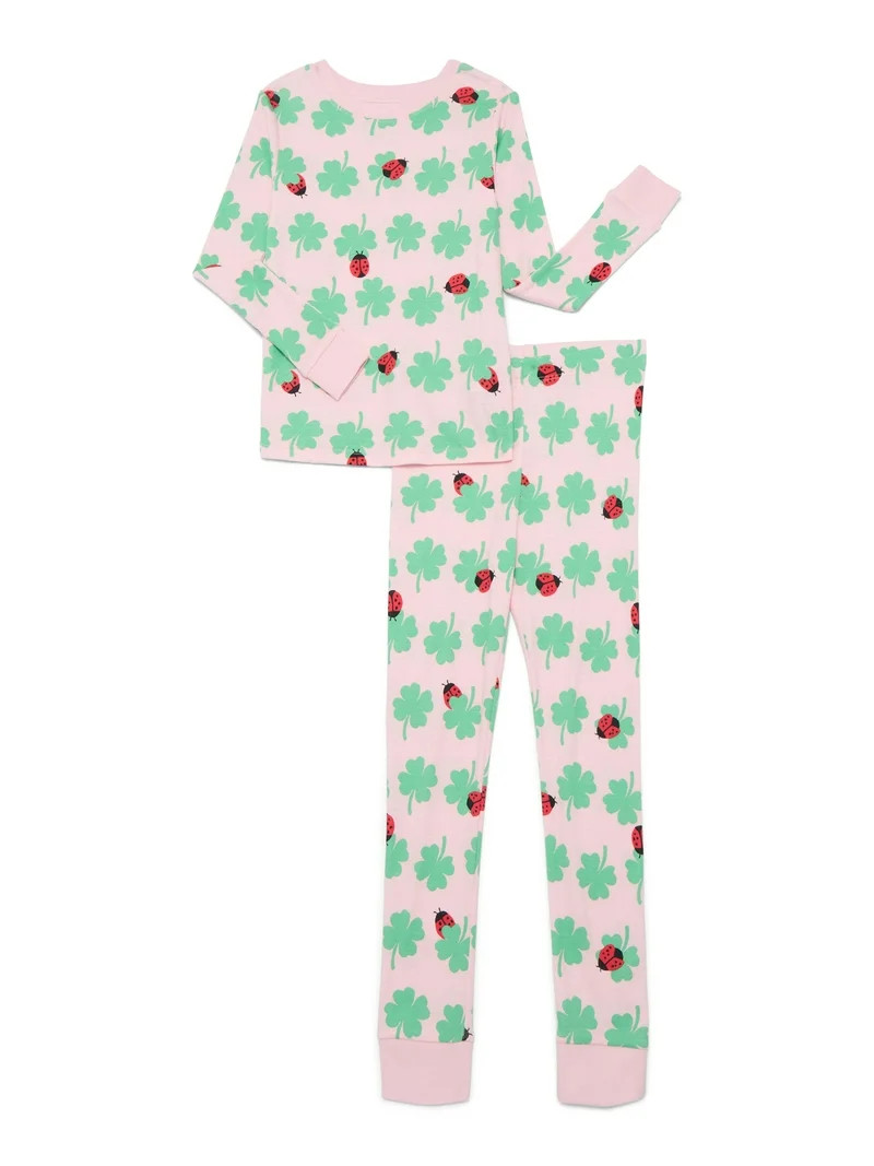 Girls Cotton Snug-Fit Top and Pants Pajama Set from Way to Celebrate, 2-Piece, Sizes 4-10 | Walmart (US)