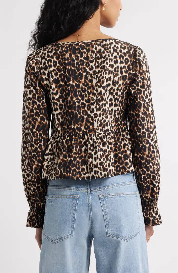 Tie Front Scoop Neck Cotton Poplin Peplum Top | Nordstrom