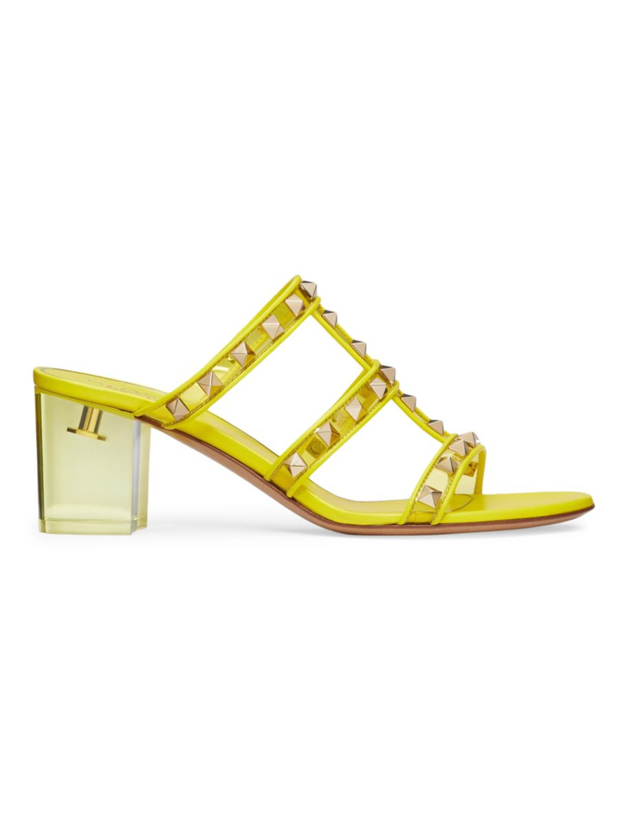 Rockstud Slider Sandals in Polymer Material | Saks Fifth Avenue