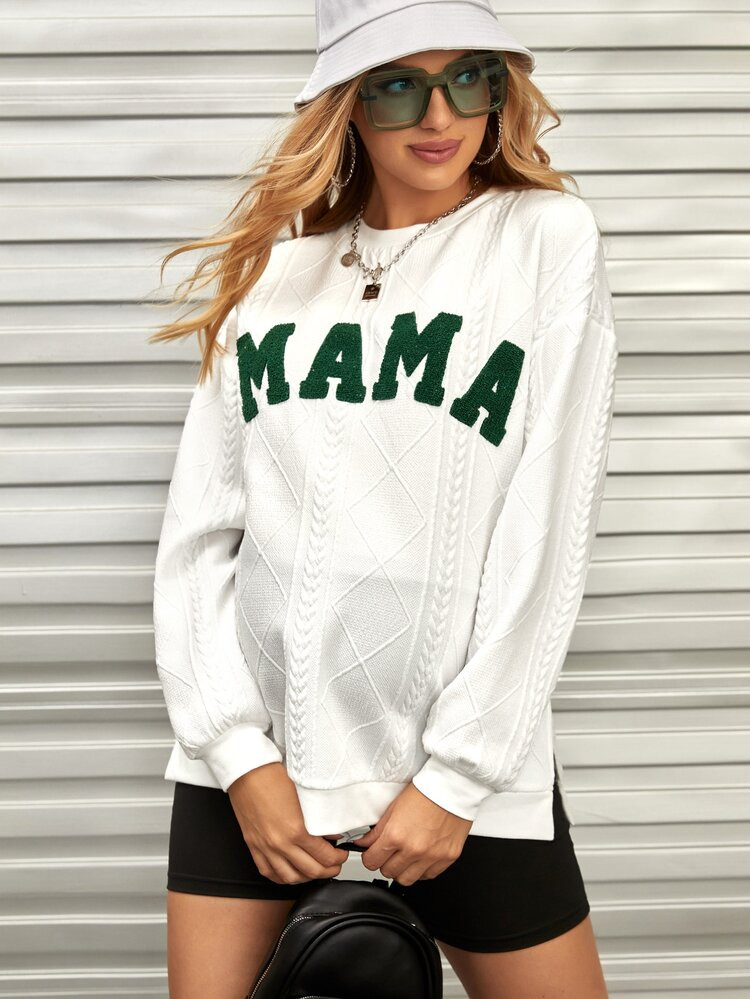 SHEIN Maternity Letter Graphic Drop Shoulder Sweatshirt | SHEIN