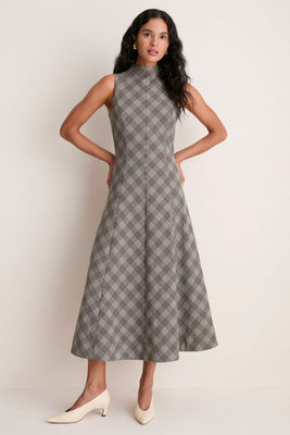 Glen Plaid Mock Neck Lockwood Dress | Tuckernuck (US)