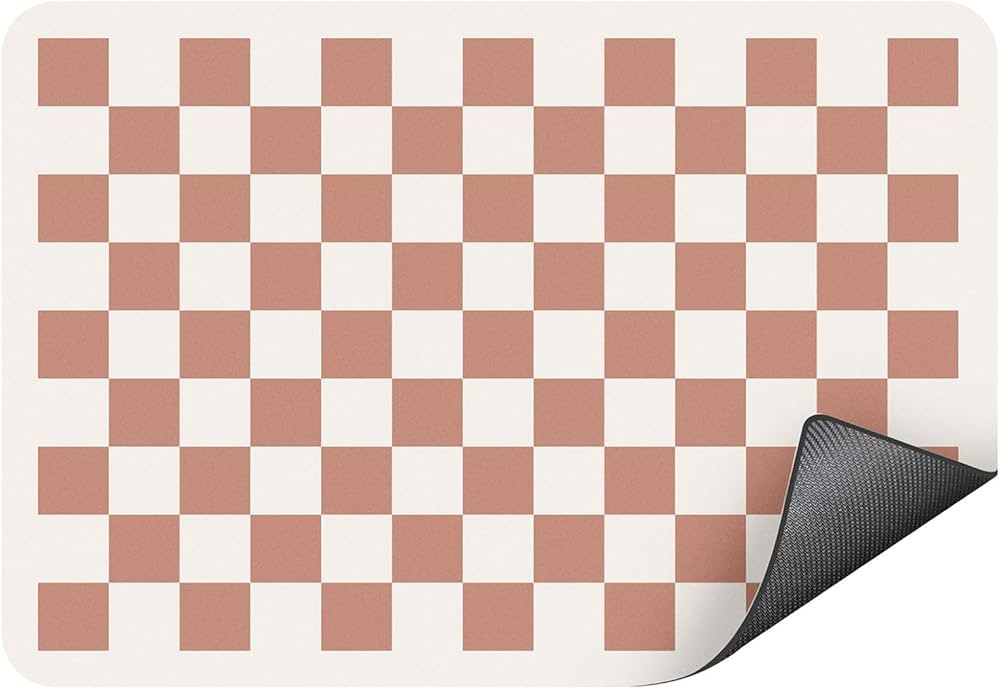 Coffee Mats, 16" x 24" Checkered Dish Drying Mat for Kitchen Counter, Quick Dry Mat, Diatomite Ab... | Amazon (US)