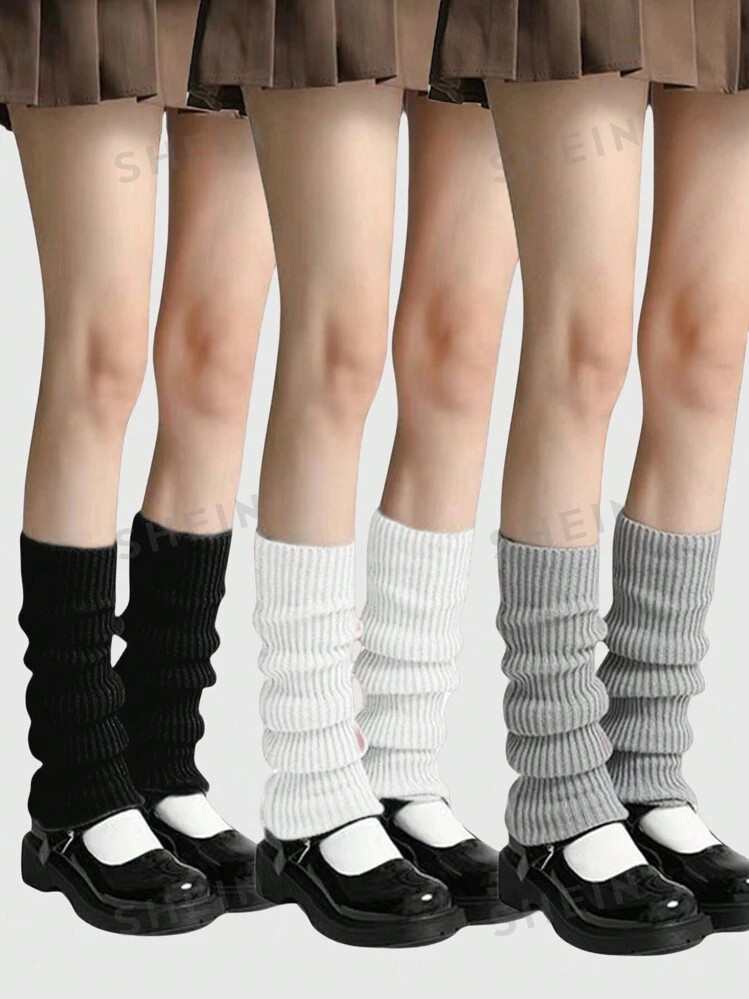 ROMWE Kawaii 3pcs Women Solid Leg Warmers | SHEIN USA | SHEIN