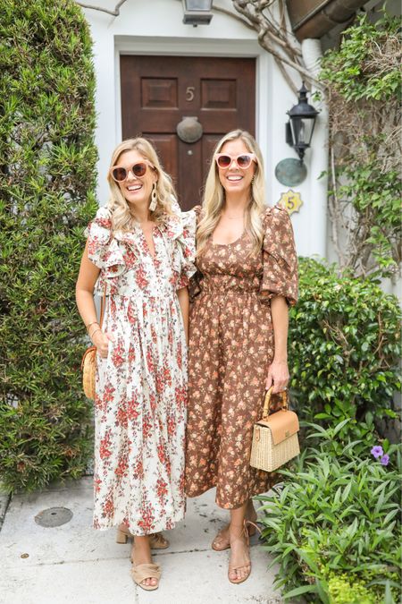 Fall in Florida lately 🍂🤎🍂 These beautiful brown floral @tuckernuck dresses are our picks for Thanksgiving dresses! For cooler weather, just add boots and sweaters or jackets! 