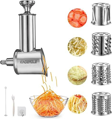 KINGEAGLE Stainless Steel Slicer Shredder Attachment for KitchenAid Mixer, Cheese Grater, Food Sl... | Amazon (US)
