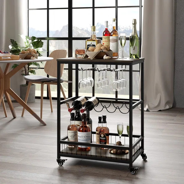 Lex 23.6'' Wide Bar Cart with Wine Bottle Storage | Wayfair North America