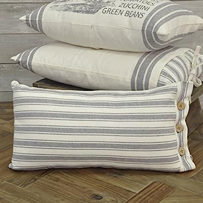 Piper Classics Market Place Gray Ticking Stripe Pillow Cover, 12" x 20", Farmhouse Décor Grey & ... | Amazon (US)