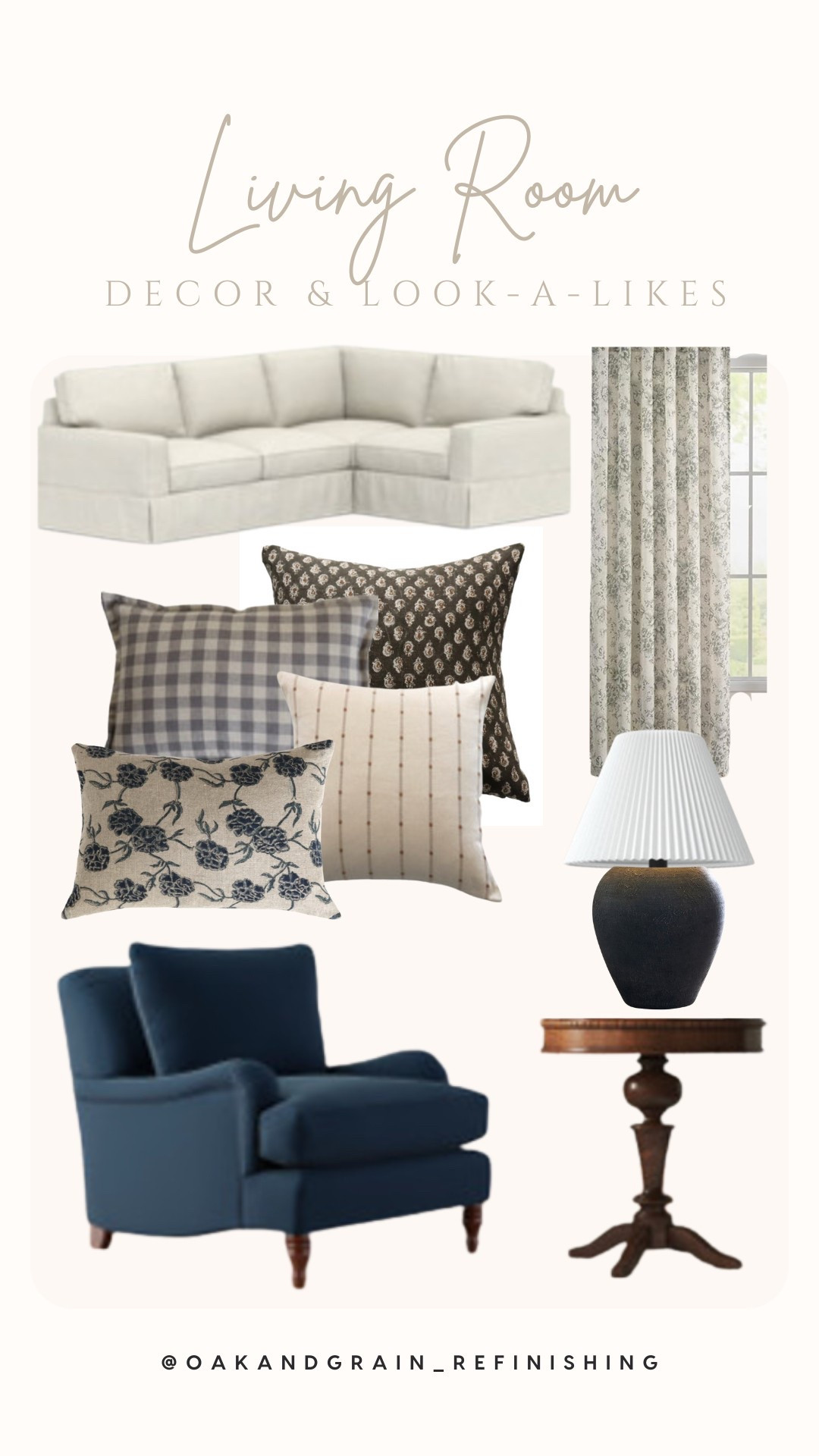Neutral living room decor with blue accent chair & textured pillow patterns  

#LTKHome