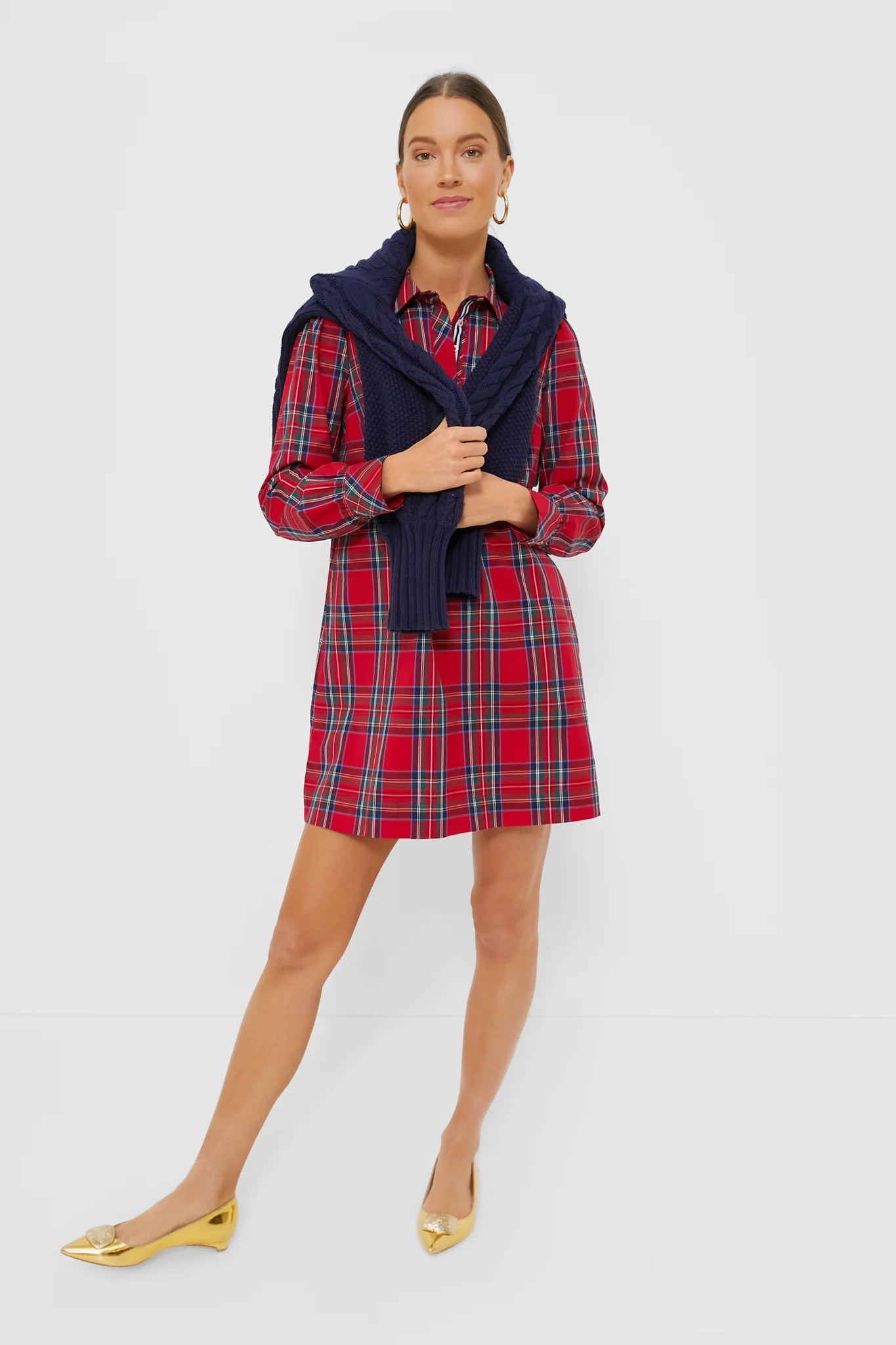 Red Royal Stewart Poplin Popover Dress | Tuckernuck (US)