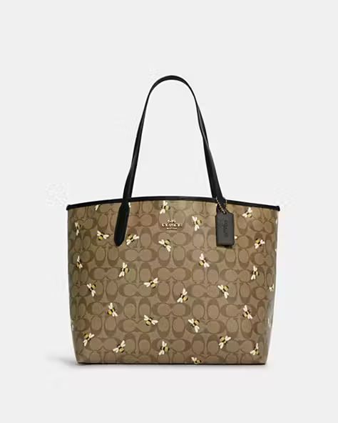 City Tote In Signature Canvas With Bee Print | Coach Outlet