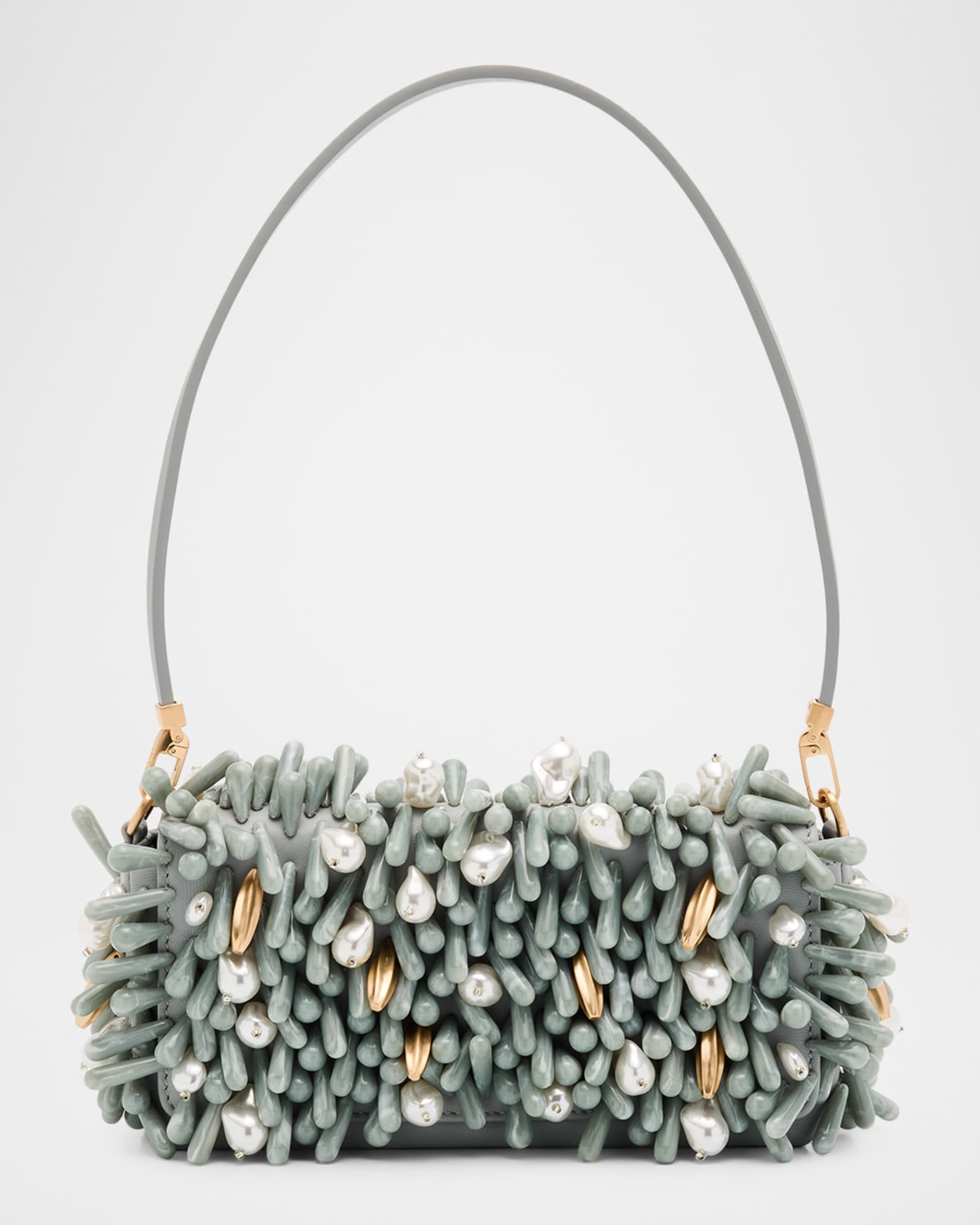 Cult Gaia Perla Beaded Leather Clutch Bag | Neiman Marcus