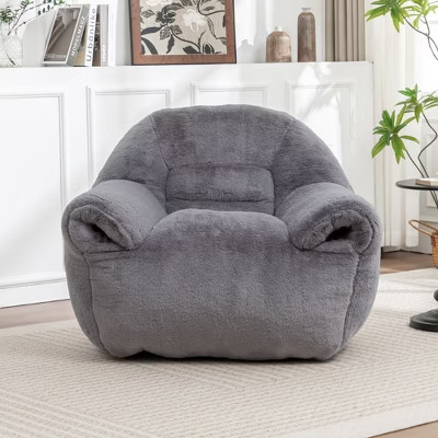 PAGED Comfy Bean Bag Chair, Faux Fur Beanbag Chair with Back Support, Floor Sofa for Bedroom, Living Room, Dark Gray | Target