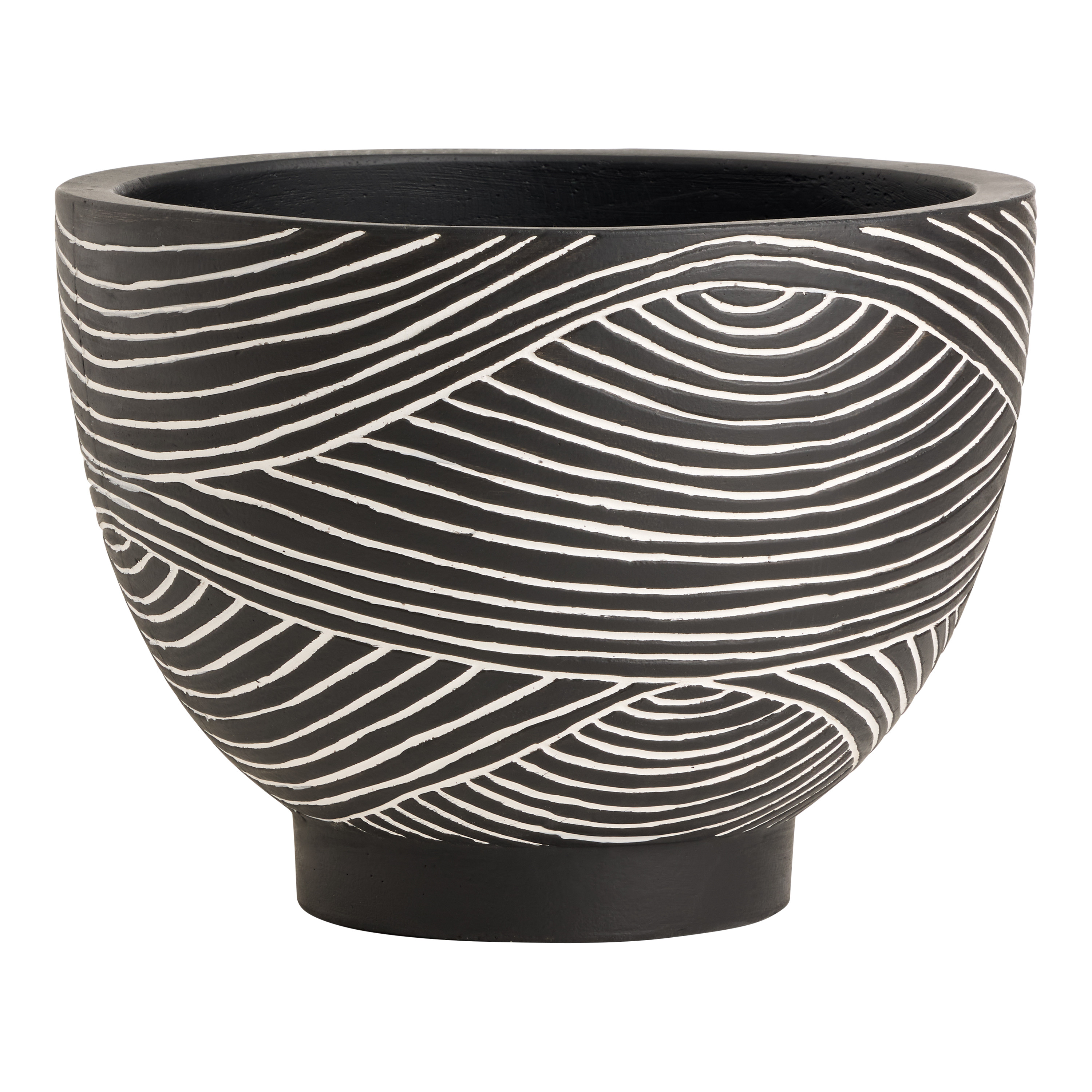 Lorelai Black and White Cement Abstract Outdoor Planter | World Market