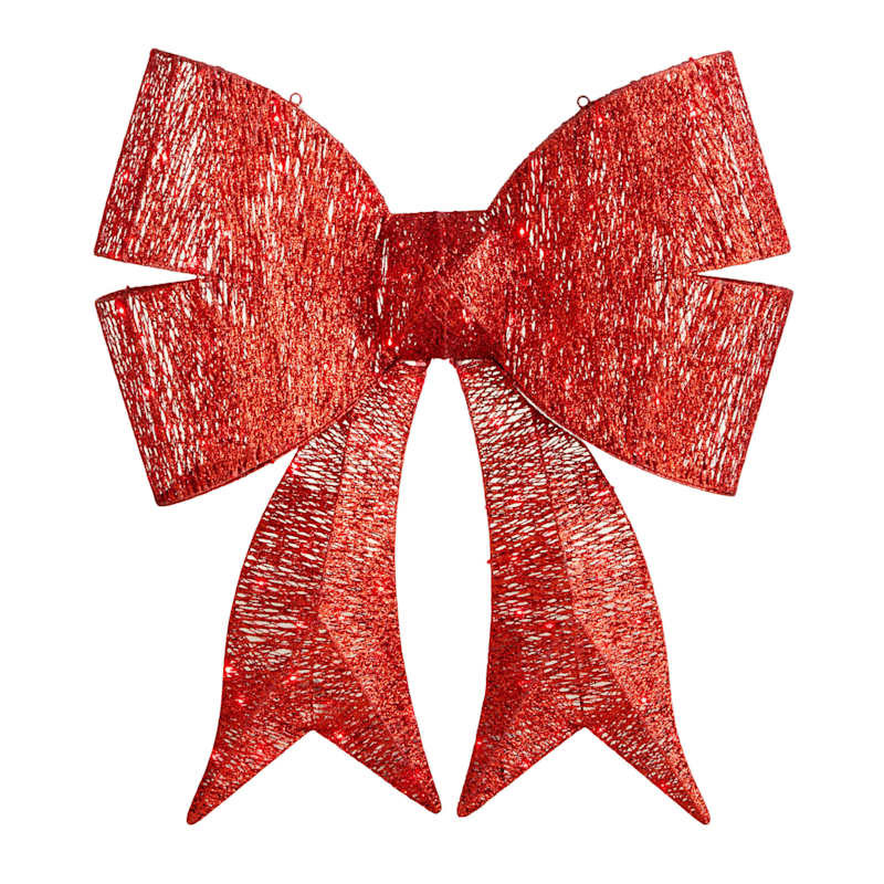 Red Led Bow Outdoor Decor, 34", Metal, sold by At Home | At Home