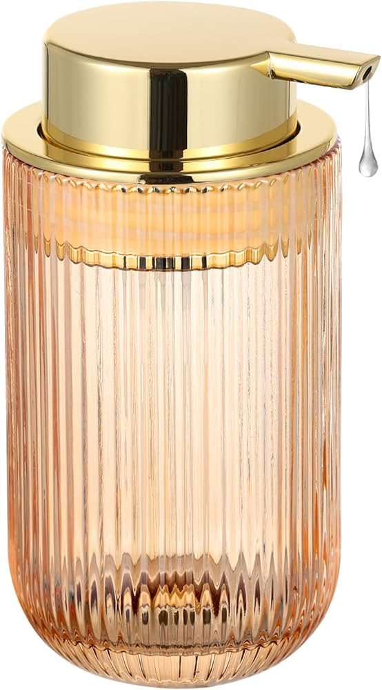 Glass Liquid Soap Dispenser, Refillable Liquid Dispenser with Gold Pump, Hand Soap Dispenser for ... | Amazon (US)