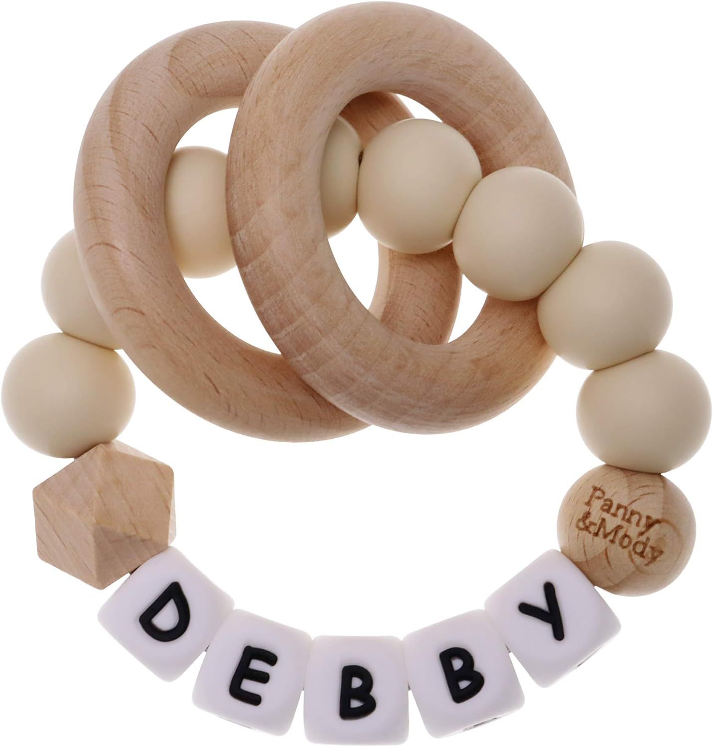 Baby Keepsake Rattle Personalized Name, Silicone Chew Bracelet, Chewable Beads Teether Toy for Kids  | Amazon (US)