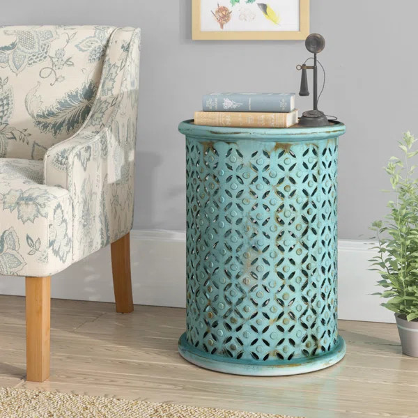 Darrah Solid Wood Tray Top Drum End Table | Wayfair North America