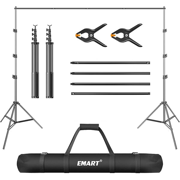 EMART Photo Video Studio 10Ft Adjustable Background Stand Backdrop Support System Kit with Carry Bag | Amazon (US)