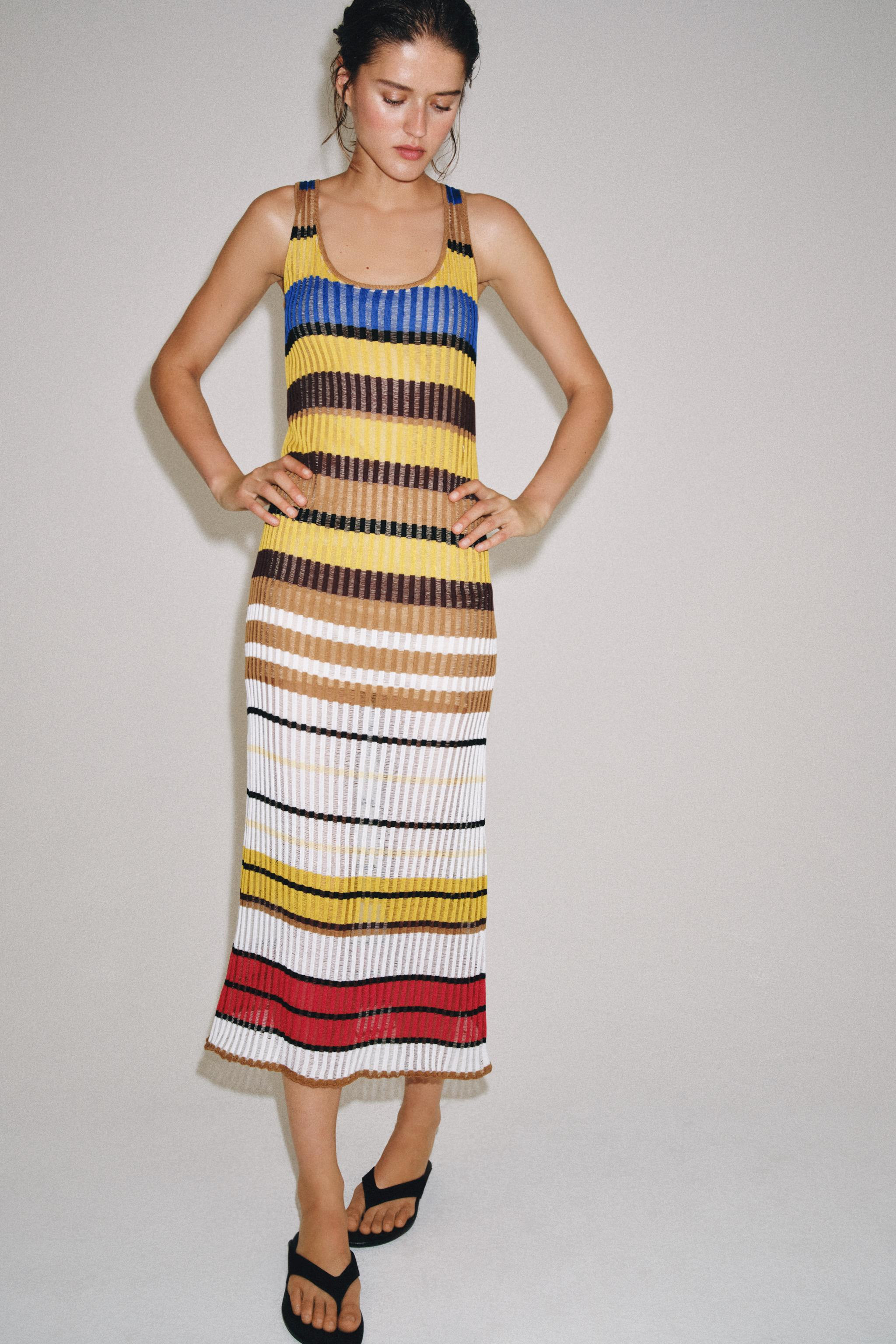 STRIPED LONG KNIT DRESS | Zara US