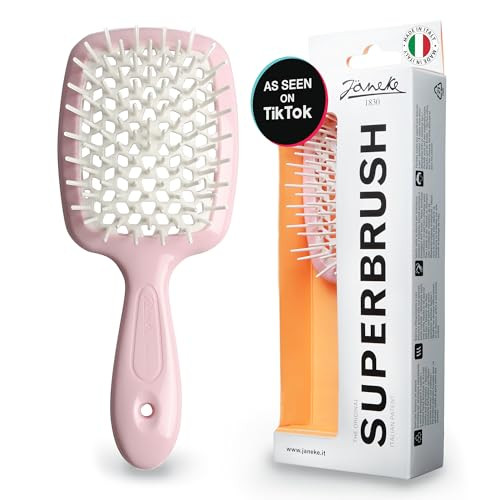 Janeke Superbrush Detangling Brush for Soft Smoothing Hair Brushing with Anti-Static Bristles - Vented Wet Hair Brush for Blow Drying Use - Perfect for Curly, Thick, Wavy, Fine Hair Types (Pink) | Amazon (US)