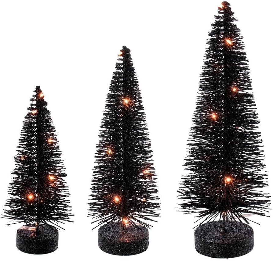 Vickerman 8"-10"-12" Black Lit Bottle Brush Tree Set. | Amazon (US)