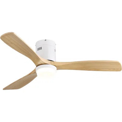 52 Inch Low Profile Ceiling Fan DC 3 Solid Wood Fan Blade Noiseless Reversible Motor Remote Control Without Light | Wayfair North America