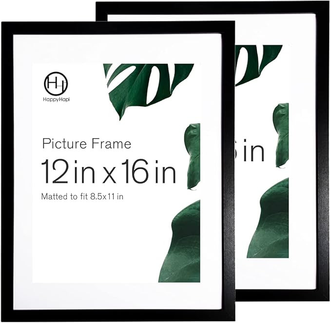 HappyHapi 12x16 Inch Picture Frames, Set of 2 Wooden Picture Frames, Wall Display Decoration for ... | Amazon (US)