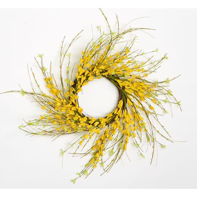 Worth Imports Hello Spring Yellow Grapevine Wreath - 24 Inch Hanging Decoration for Indoor Use | Lowe's