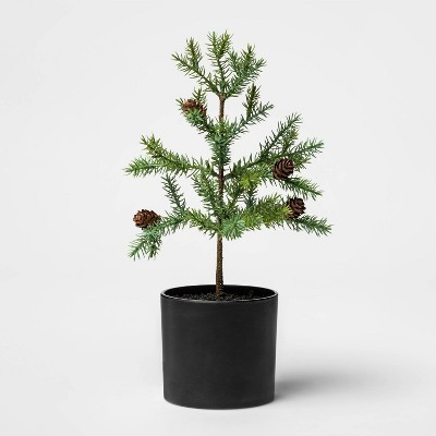 12" x 6" Artificial Pine Tree with Pine Cones in Pot Green/Black -Threshold™ | Target