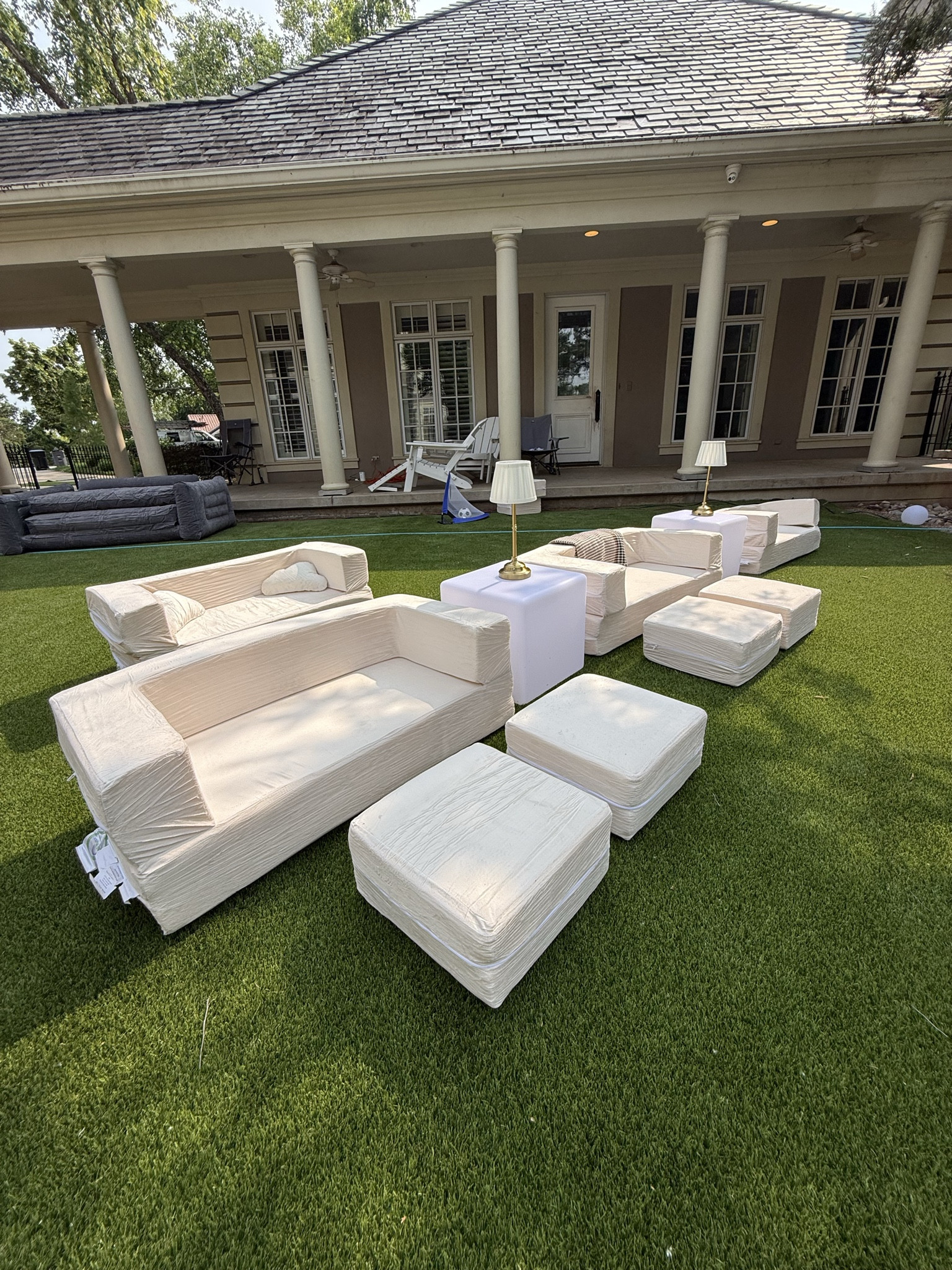 Our outdoor movie night setup! 🎬✨

These couches have been the best — so easy to carry outside for movie night or move upstairs to the playroom. The removable covers make washing super easy, and they double as the perfect spot for the kids to climb, lounge, and play.

Comfortable, practical, and kid-friendly… a win all around!

#LTKSeasonal #LTKHome #LTKmomlife