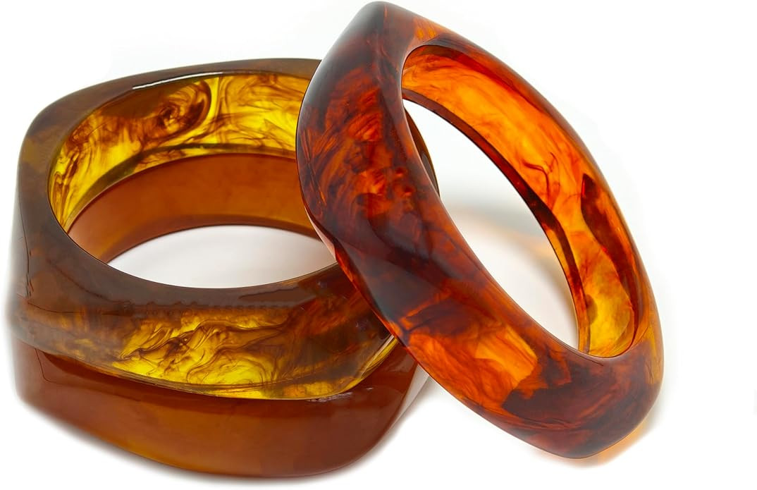 3Pcs Chunky Acrylic Bracelets for Women Large Square Chunky Acrylic Resin Bangle Bracelets Set Je... | Amazon (US)