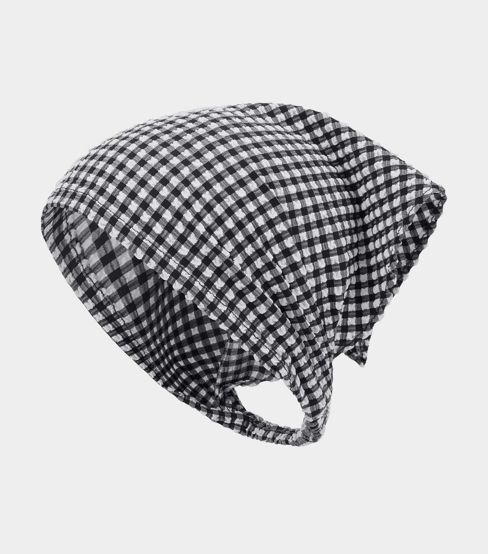Gingham Seersucker Headscarf - Black Gingham | HUNZA G