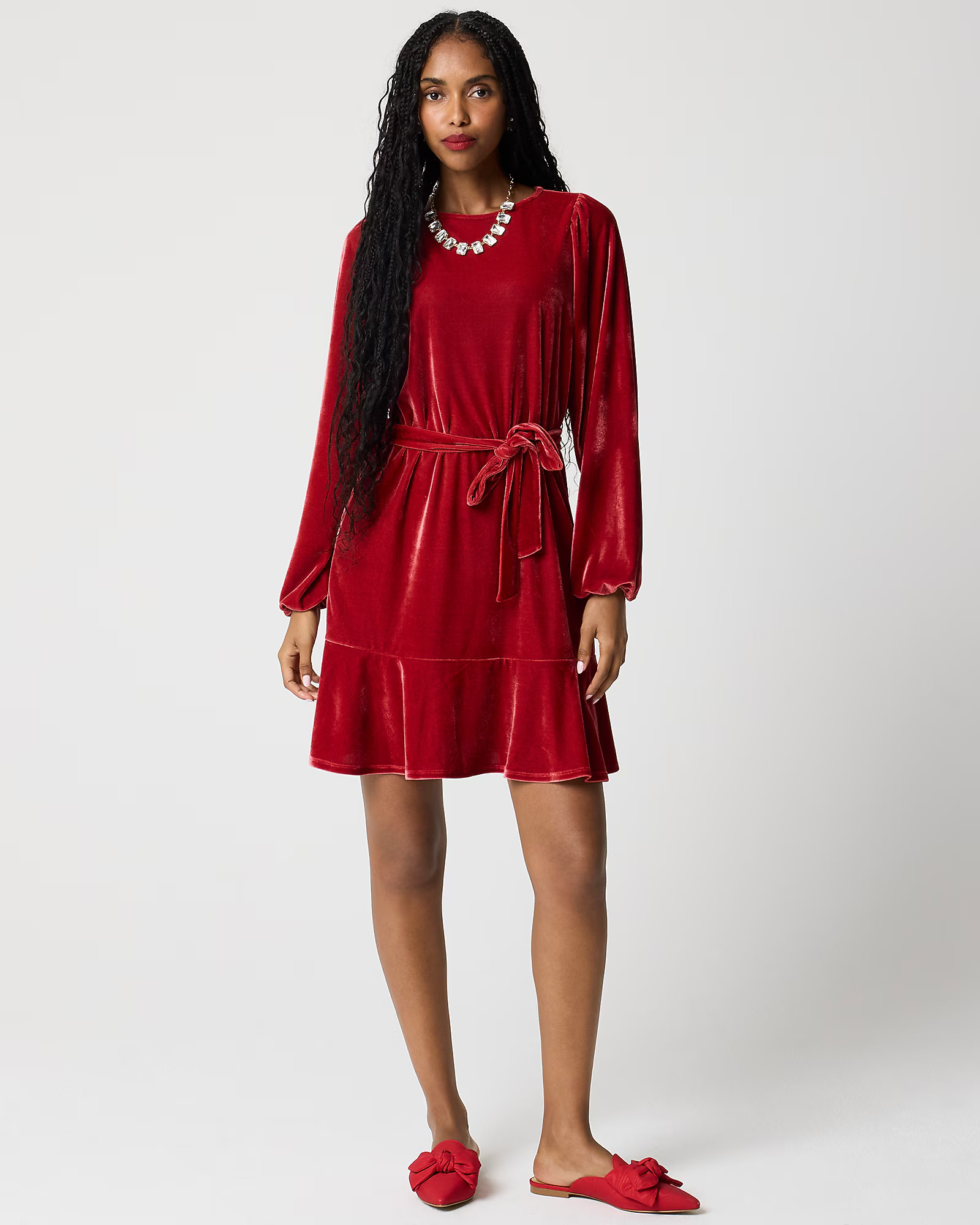Velvet tie-waist mini dress | J.Crew Factory