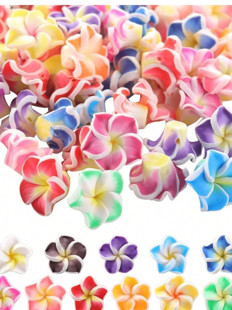 5/15/30pcs Plumeria Clay Beads Colorful Mix Color Handmade Small Flower Spacer Beads For Jewelry ... | SHEIN