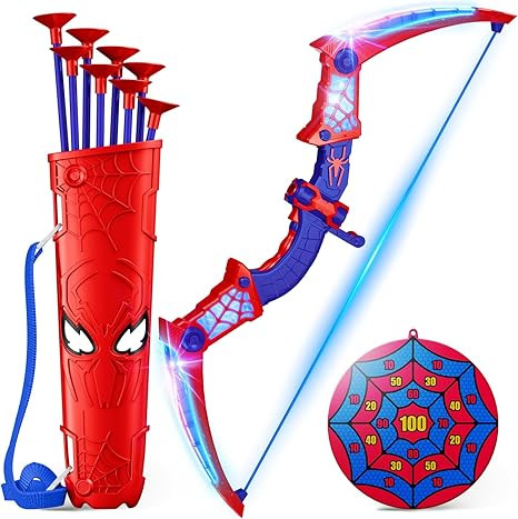 Spider Toys for Boys Age 3-4 4-6 6-8 8-12, Kids Toy BowArrow Shooting Set with Red & Blue LED Lig... | Amazon (US)