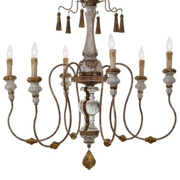 Maison Chandelier, 6-Light, Distressed Painted, 45.5"H (16-1050 504X12X) | Wayfair North America