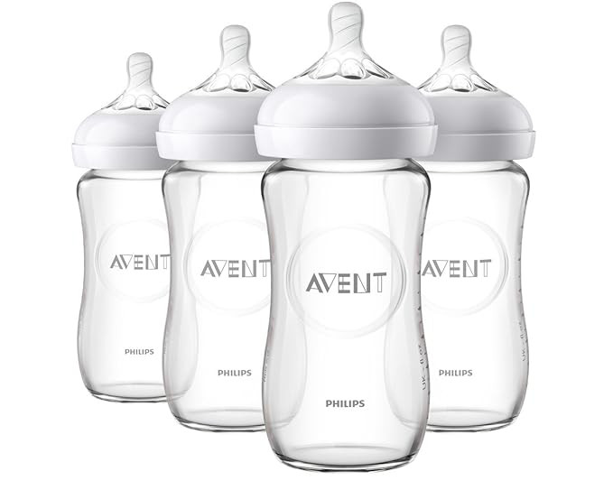 Philips Avent Natural Glass Baby Bottle, Clear, 8oz, 4pk, SCF703/47 | Amazon (US)