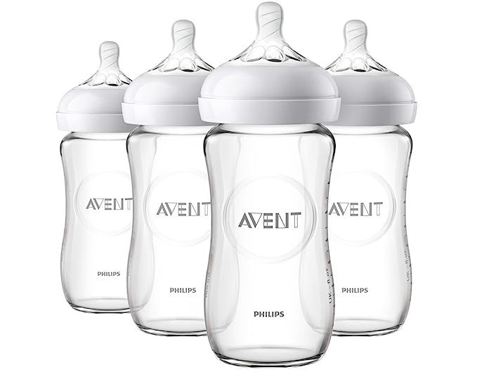 Philips Avent Natural Glass Baby Bottle, Clear, 8oz, 4pk, SCF703/47 | Amazon (US)