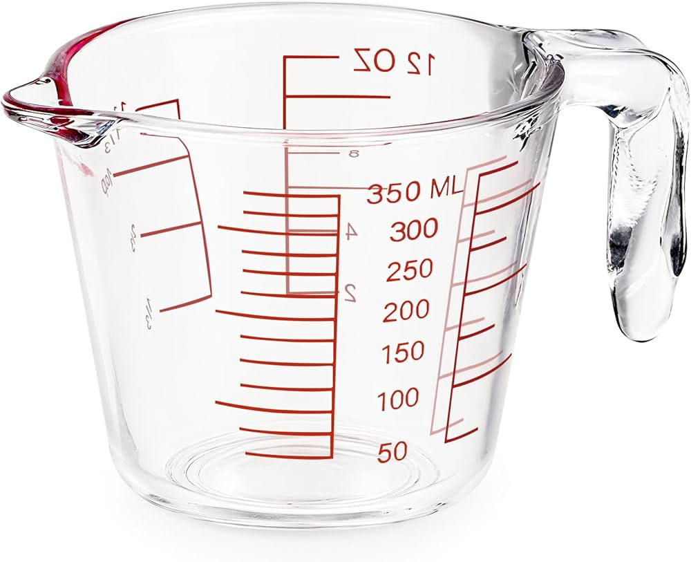 12 oz (350ml) Glass Measuring Cup - Heat-Resistant, Dual Ounce/mL Scales, Easy-Pour Spout, Microw... | Amazon (US)
