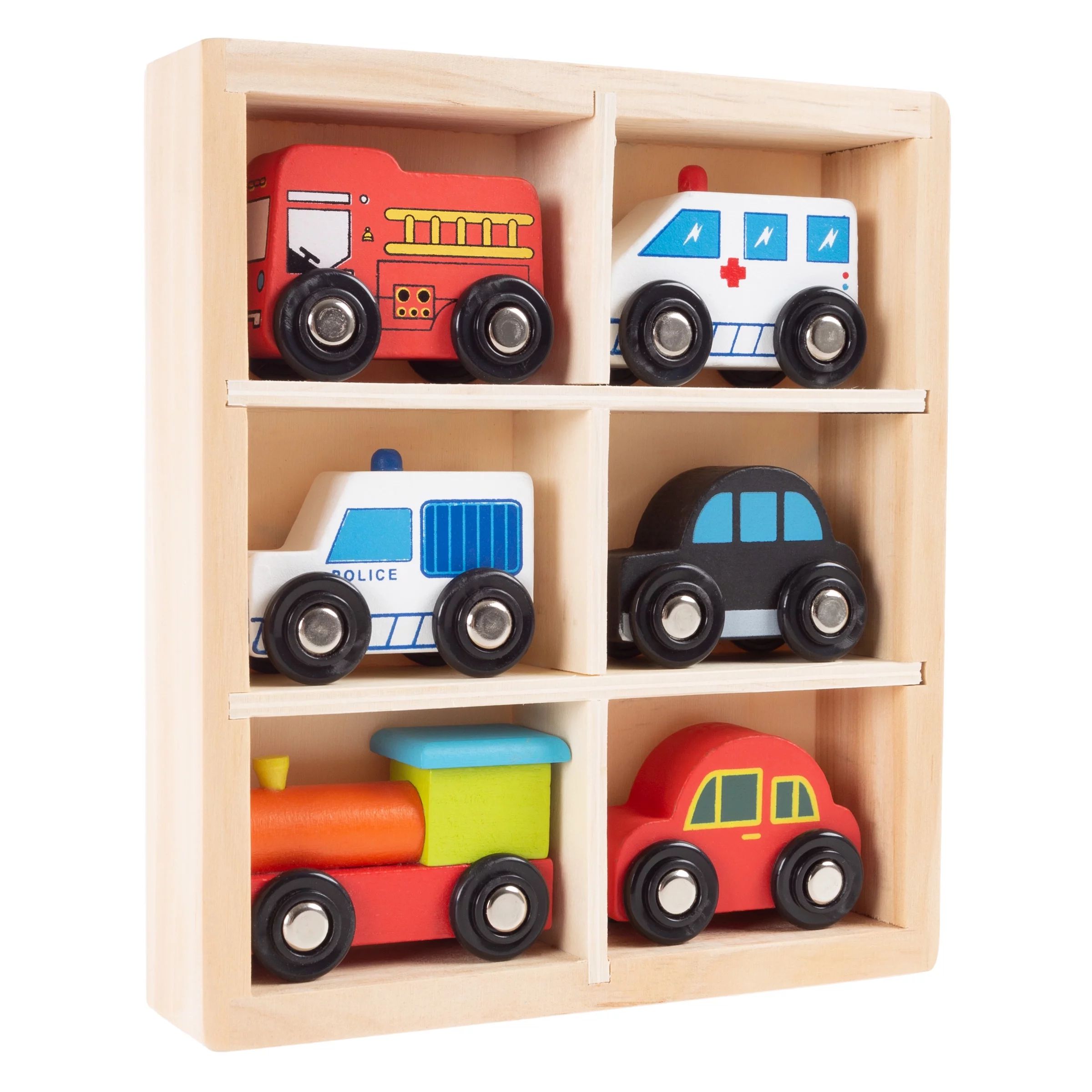 Wooden Car PlaySet-6-Piece Mini Toy Vehicle Set by Hey! Play! | Walmart (US)