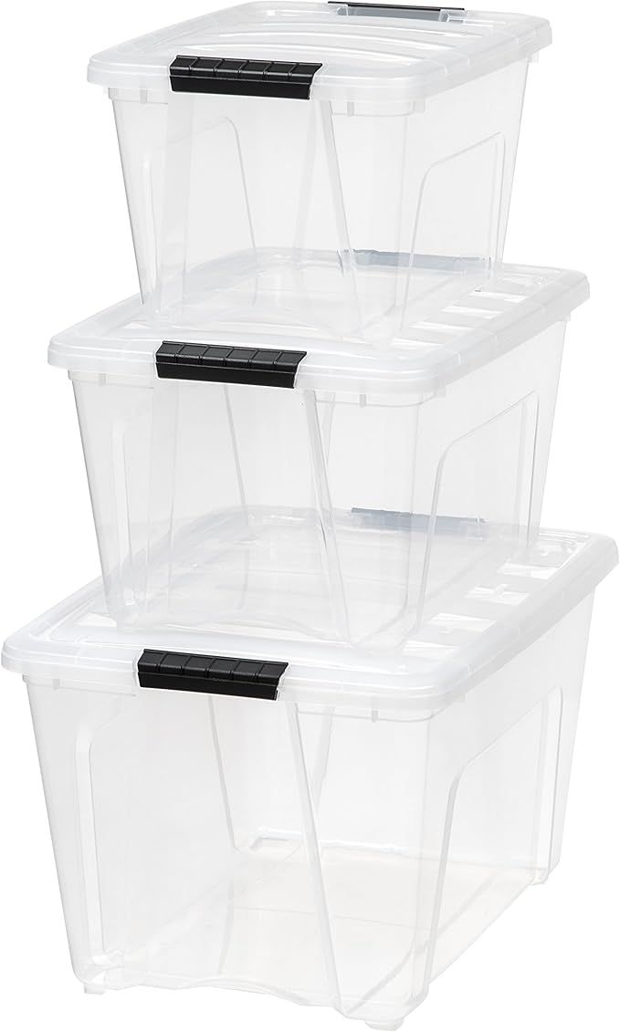 IRIS USA, Inc. TB-56D/28/17 Combo, Stack & Pull Box, 19, 31.75 and 53 Quart, Clear, 3 Count | Amazon (US)