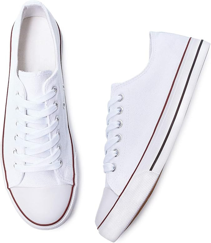 Adokoo Womens Canvas Shoes Casual Cute Sneakers Low Cut Lace up Fashion Comfortable for Walking | Amazon (US)