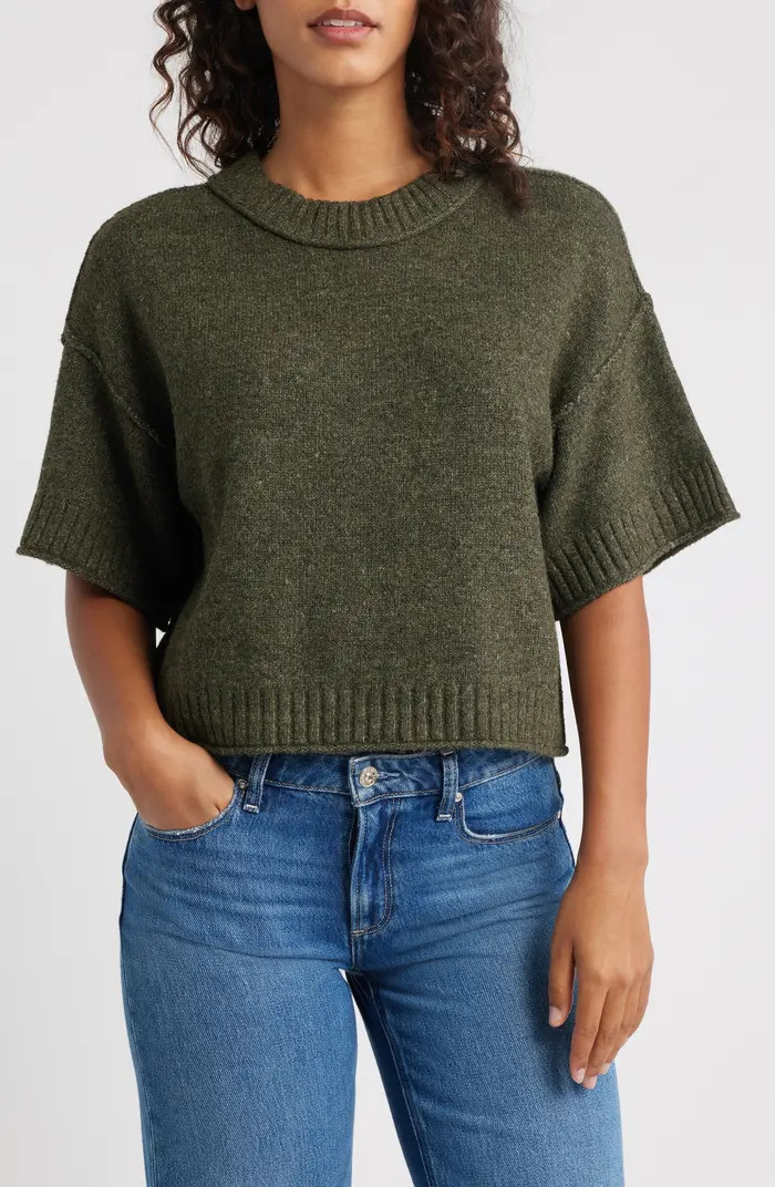 CITY BLUES Broome Crop Short Sleeve Sweater | Nordstrom | Nordstrom