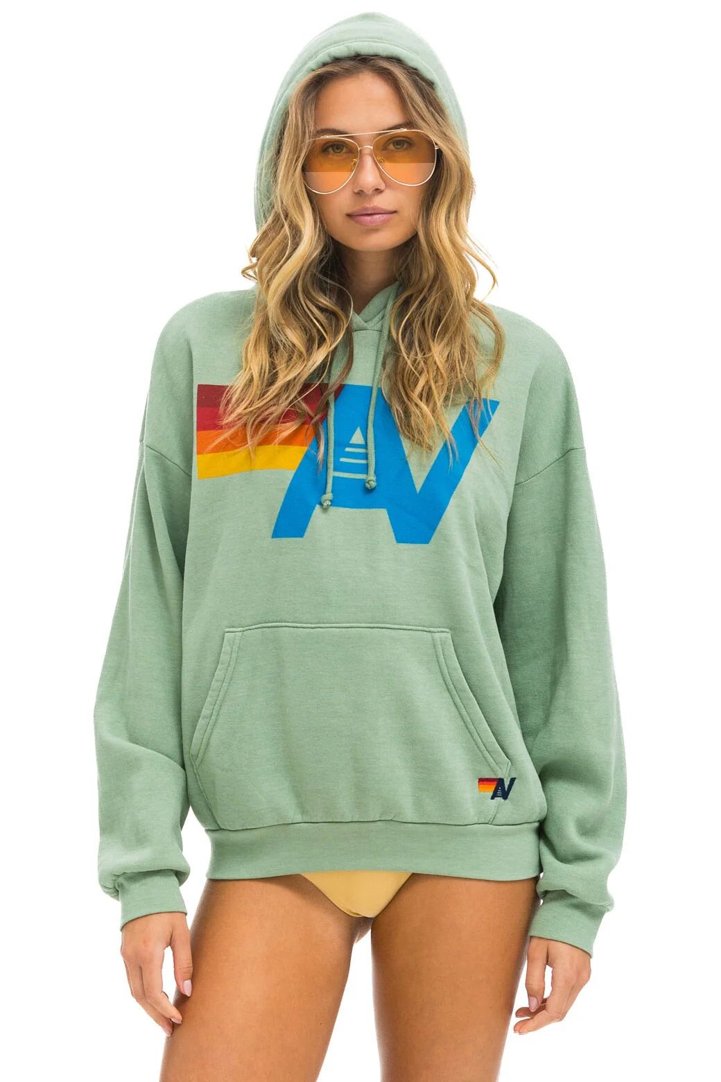 LOGO PULLOVER RELAXED HOODIE - SAGE | Aviator Nation