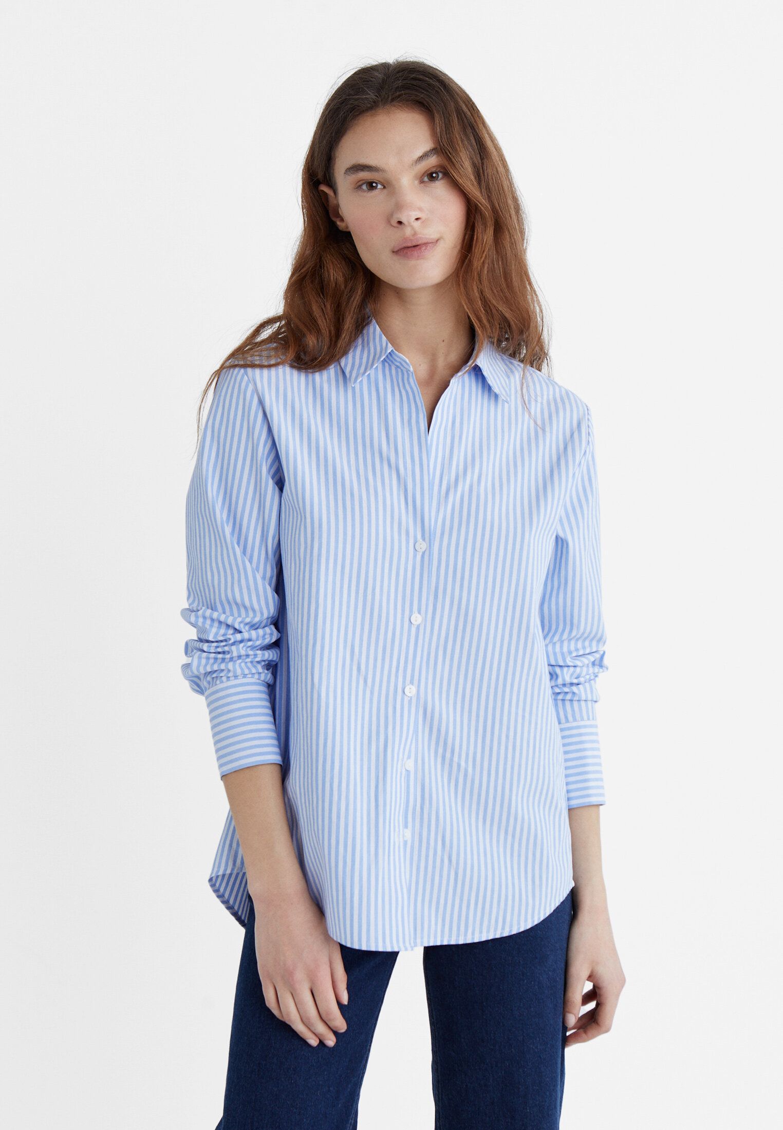 Striped poplin shirt | Stradivarius (UK)