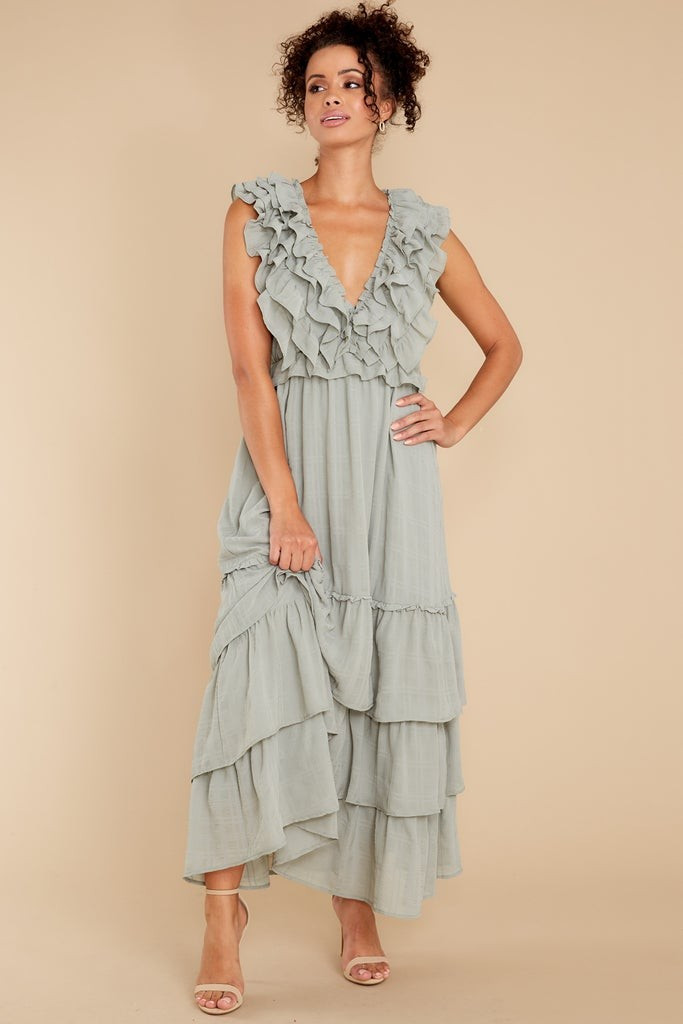 Timeless Essence Sage Maxi Dress | Red Dress 